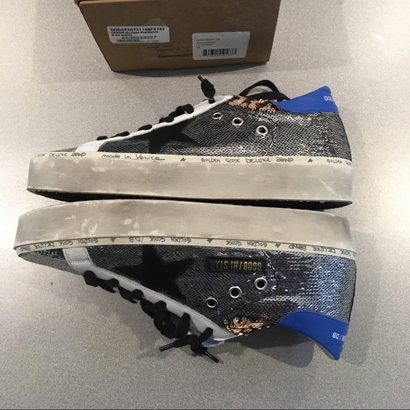 Golden Goose Hi Star Sneaker Silver/Black 38 NIB - Picture 5 of 8